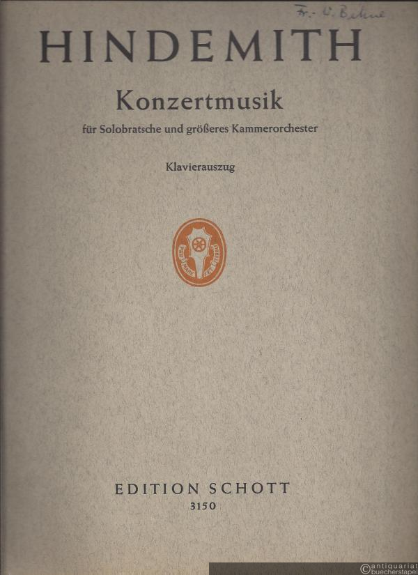  - Konzertmusik für Solobratsche und größeres Kammerorchester (= Edition Schott, Nr. 3150). Klavierauszug u. Stimme.