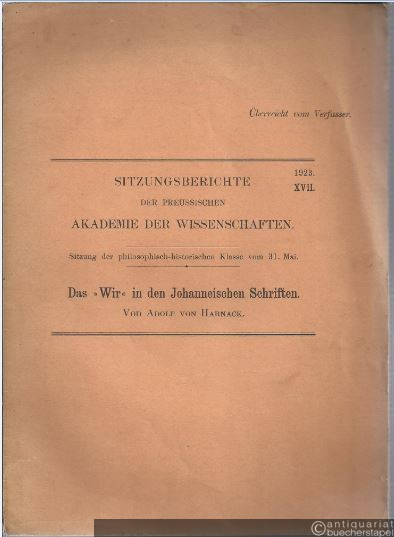  - Das "Wir" in den Johanneischen Schriften. Sonderabdruck.