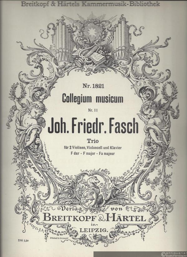  - Trio für 2 Violinen, Violoncell und Klavier F-Dur (= Collegium musicum, Nr. 11) (= Breitkopf & Härtels Kammermusik-Bibliothek, Nr. 1821).