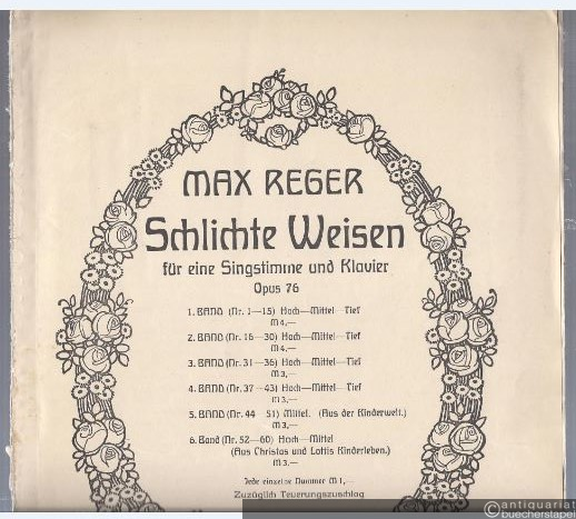  - Schlichte Weisen für eine Singstimme und Klavier Op. 76, Band 1 (Nr. 1-15). Für mittlere Stimme.
