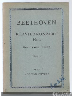  - Klavierkonzert C-Dur Nr. 1 Op. 15. Mit Kadenzen des Komponisten (= Edition Peters Nr. 602). Taschenpartitur.