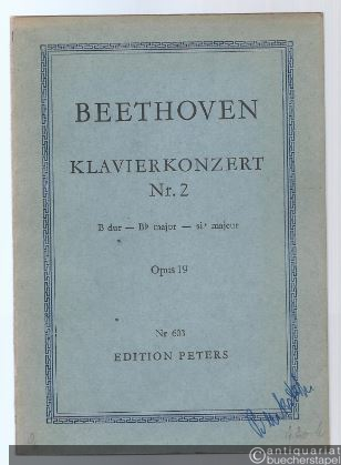  - Klavierkonzert B-Dur Nr. 2 Op. 19. Mit Kadenz des Komponisten (= Edition Peters Nr. 603). Taschenpartitur.
