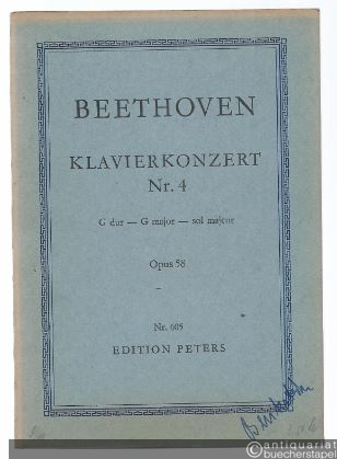  - Klavierkonzert G-Dur Nr. 4 Op. 58. Mit Kadenzen des Komponisten (= Edition Peters Nr. 605). Taschenpartitur.