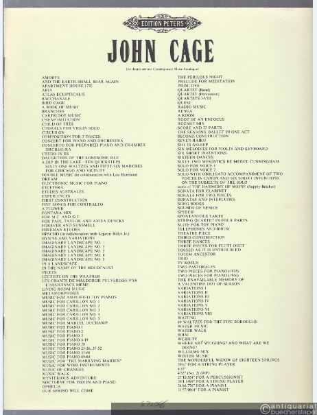  - One for Piano solo. For Juan Allende-Blin on his 60th Birthday (= Edition Peters, Nr. 67208).