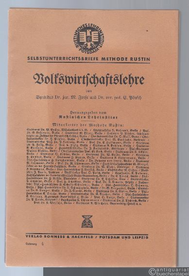  - Volkswirtschaftslehre (= Selbstunterrichtsbriefe Methode Rustin). Lieferungen 4, 5, 6, 7, 8, 10.