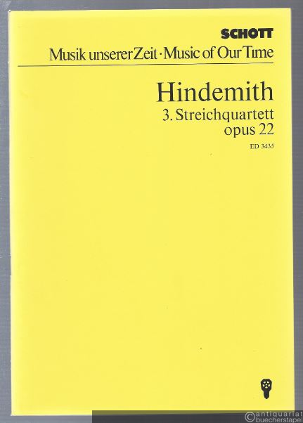 - 3. Streichquartett opus 22 (= Edition Schott, Nr. 3435). Studienpartitur.