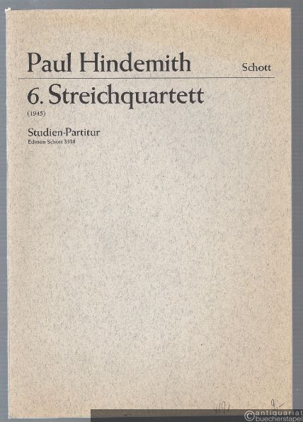  - 6. Streichquartett für zwei Violinen, Viola und Violoncello (= Edition Schott, Nr. 3538). Studien-Partitur.