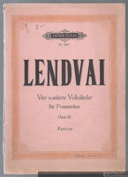  - Vier variierte Volkslieder für Frauenchor ohne Begleitung Opus 42 (= Edition Peters, Nr. 3884). Partitur.