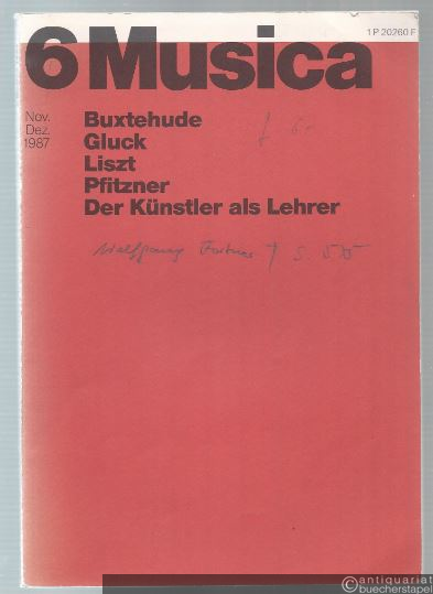  - Musica November/Dezember 1987. Zweimonatsschrift.