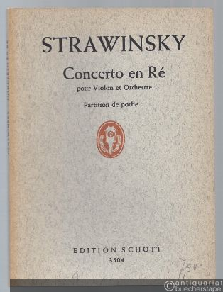  - Concerto en Re pour Violon et Orchestre (= Edition Schott, Nr. 3504). Partition de poche.