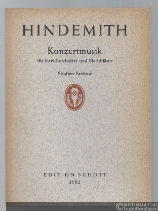  - Konzertmusik für Streichorchester und Blechbläser (1930) (= Edition Schott, Nr. 3502). Studien-Partitur.