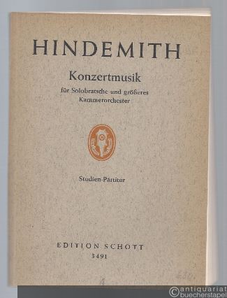  - Konzertmusik für Solobratsche und größeres Kammerorchester (1930) (= Edition Schott, Nr. 3491). Studien-Partitur.