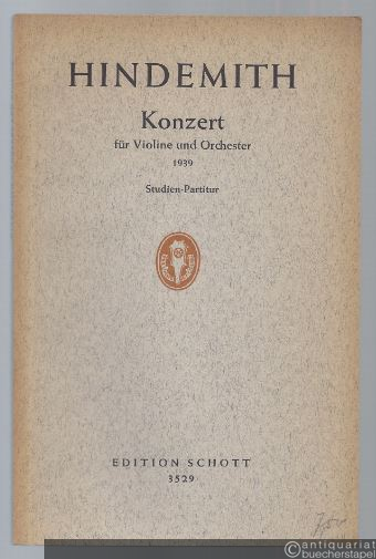  - Konzert für Violine und Orchester (1939) (= Edition Schott, Nr. 3529). Studien-Partitur.