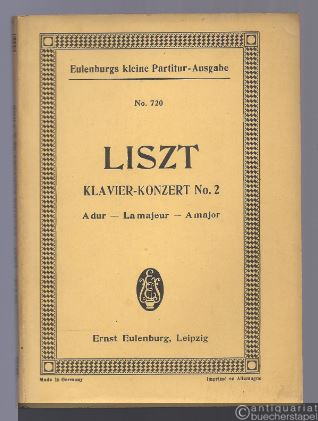  - Konzert No. 2 A dur für Pianoforte mit Pianoforte [i. e. Orchester] (= Eulenburgs kleine Partitur-Ausgabe, No. 720).