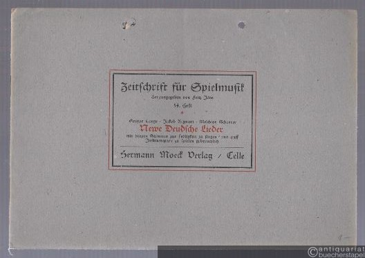  - Newe Deudsche Lieder mit dreyen Stimmen zur fröligkeit zu singen und auff Instrumenten zu spielen gebreuchlich (= Zeitschrift für Spielmusik, 54. Heft).