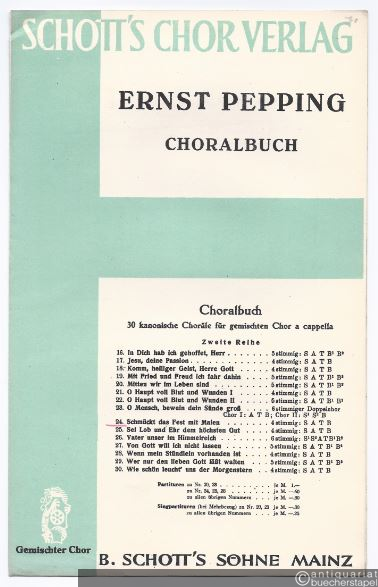  - Schmückt das Fest mit Maien (= Nr. 24 aus dem Choralbuch) (= Schott´s Chorverlag). Gemischter Chor. Partitur.