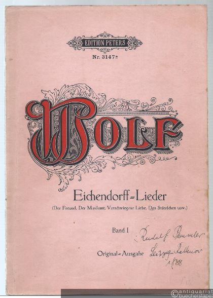  - Gedichte von Joseph von Eichendorff für eine Singstimme und Klavier, Band I (= Edition Peters, Nr. 3147a). Originalausgabe.