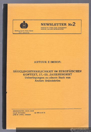  - Säuglingssterblichkeit im europäischen Kontext, 17.-20. Jahrhundert. Newsletter no 2.