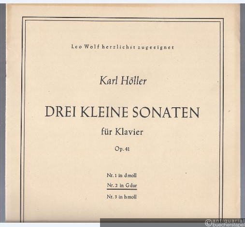  - Drei kleine Sonaten für Klavier op. 41, Nr. 2 in G-Dur (= Edition Breitkopf, Nr. 4259b).