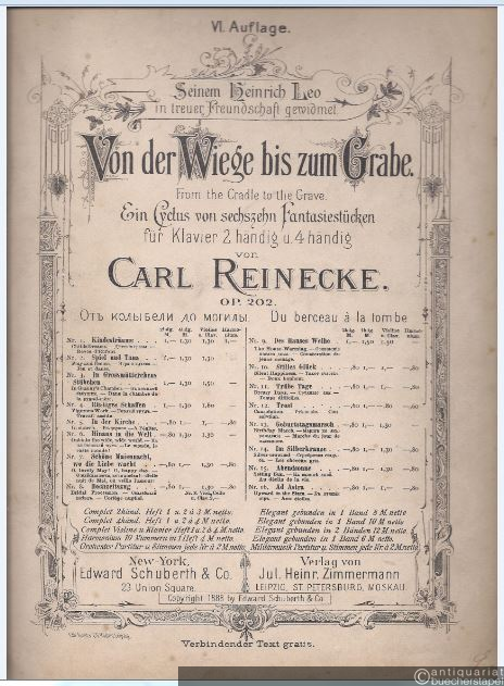  - Von der Wiege bis zum Grabe. Ein Cyclus von sechszehn Fantasiestücken für Klavier 2 händig, op. 202, Heft 1 (1-8).