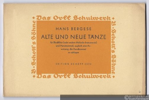  - Alte und neue Tänze für Blockflöte (oder andere Melodieinstrumente) und Handtrommel, zugleich eine Anweisung, die Handtrommel zu schlagen (= Das Orff Schulwerk. Edition Schott, Nr. 3573).