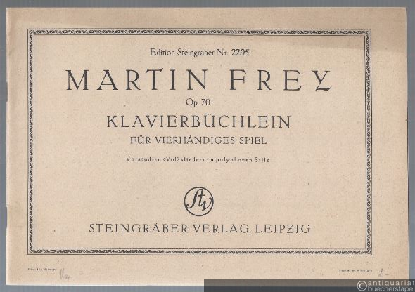  - Klavierbüchlein für vierhändiges Spiel. Vorstudien (Volkslieder) im polyphonen Stile, Op. 70 (= Edition Steingräber, Nr. 2295).