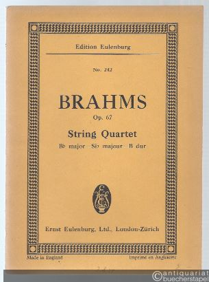  - String Quartet Bb major - Sib majeur - B-Dur op. 67 (= Edition Eulenburg, No. 242). Partitur.