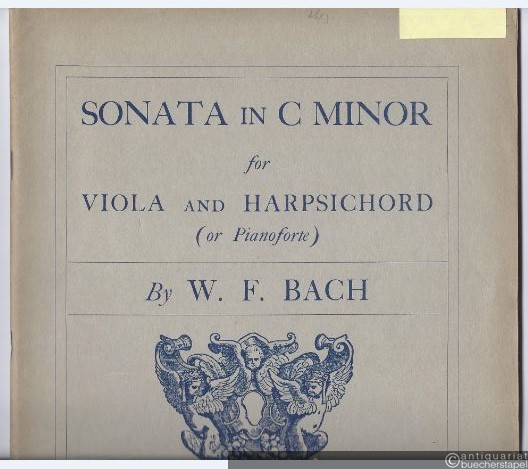  - Sonata in C Minor for Viola and Harpsichord (or Pianoforte). Klavierpartitur und vla-Stimme.