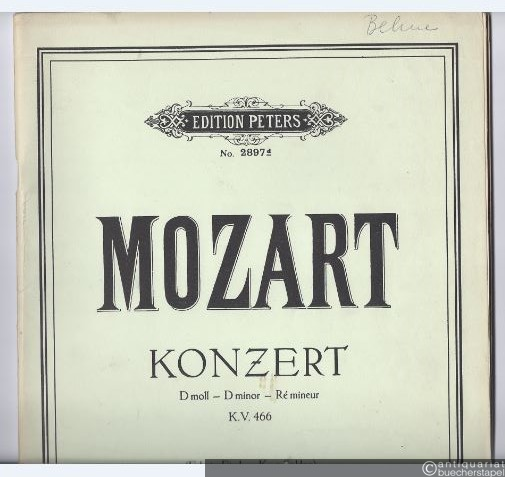  - Konzert d-Moll (KV 466) / Konzert für Klavier und Orchester (= Edition Peters, Nr. 2897d). Ausgabe für zwei Klaviere.