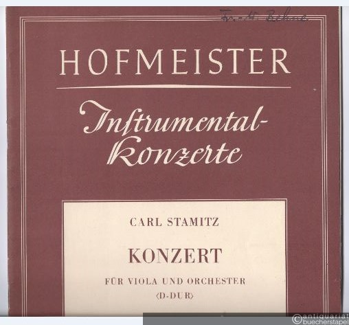  - Konzert für Viola und Orchester D-Dur (= Instrumental-Konzerte, Nr. 1423). Ausgabe für Viola und Klavier.