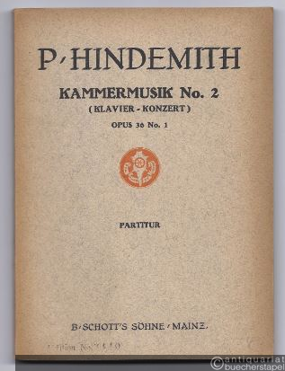  - Kammermusik No. 2 (Klavier-Konzert) für obligates Klavier und 12 Soloinstrumente op. 36 No. 1 (= Edition Schott, Nr. 3440). Partitur.