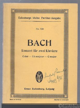  - Konzert für zwei Klaviere C-Dur - Ut majeur - C major (= Eulenburgs kleine Partitur-Ausgabe, No. 730).