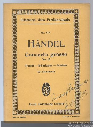  - Concerto grosso für Streichinstrumente No. 10 d-Moll (= Eulenburgs kleine Partitur-Ausgabe, No. 273).