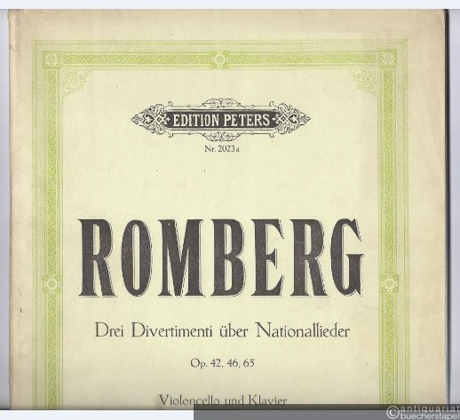  - Drei Divertimenti über Nationallieder Op. 42, 46, 65 (= Edition Peters, Nr. 2023a). Violoncello und Klavier.