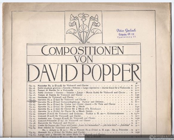  - Gavotte No. 2 für Violoncell und Clavier. Op. 23.