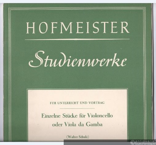  - Für Unterricht und Vortrag. Einzelne Stücke für Violoncello oder Viola da Gamba (= Hofmeister, Nr. 7201).
