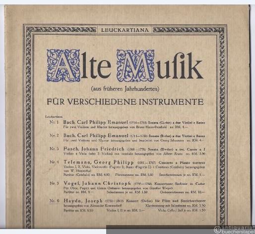  - Konzert D-Dur für Flöte und Streichorchester (= Alte Musik (aus früheren Jahrhunderten) für verschiedene Instrumente, Nr. 6). Klavier und Flöte.