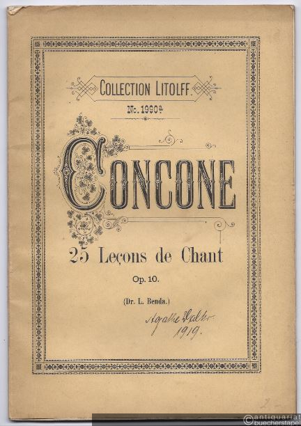  - 25 Lecons de chant de moyenne difficulte pour le medium de la voix faisant suite aux 50 premieres lecons de J. Concone Op. 10 (= Collection Litolff, No. 1990a).