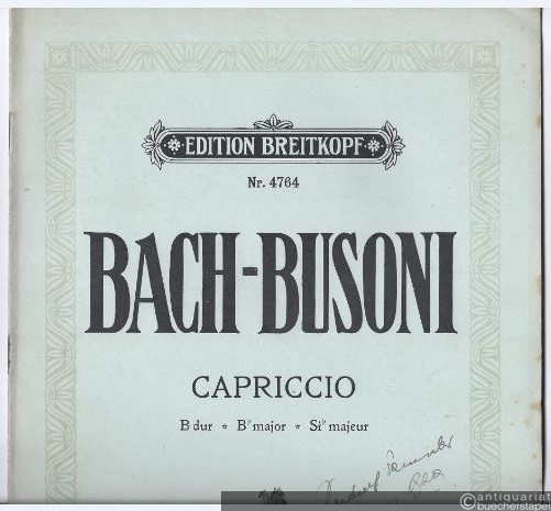  - Capriccio sopra la Lontananza del suo fratello diletissimo / über die Abreise des vielgeliebten Bruders B-Dur (= Edition Breitkopf, Nr. 4764). Piano solo.