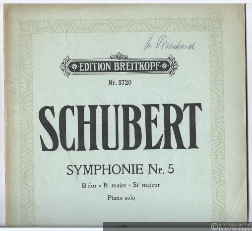  - Symphonie Nr. 5 B dur / Bb major / Sib majeur (= Edition Breitkopf, Nr. 3720). Piano solo.