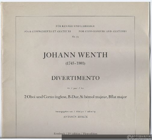  - Divertimento für 2 Oboi und Corno inglese, B-Dur / Si bemol majeur / B flat major (= Für Kenner und Liebhaber, No. 53). Stimmen. Erstdruck.