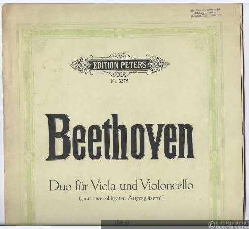  - Duett mit zwei obligaten Augengläsern. Sonatensatz für Viola und Violoncello (= Edition Peters, Nr. 3375).