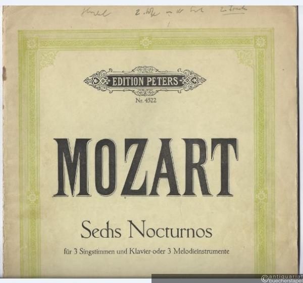  - Sechs Nocturnos für 3 Singstimmen und Klavier oder 3 Melodieinstrumente (= Edition Peters, Nr. 4522). Partitur.