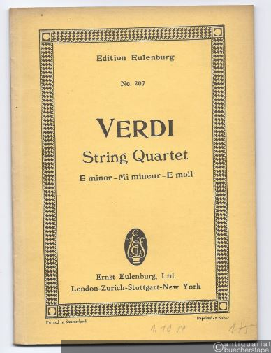  - String Quartet E minor / Mi mineur / E moll (= Edition Eulenburg, No. 207).