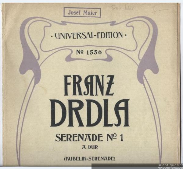  - Serenade No. 1 A-Dur (Kubelik-Serenade) (= Universal Edition, No. 1556). Violine und Klavier.
