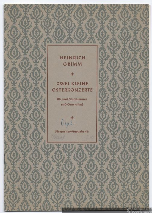  - Zwei kleine Osterkonzerte für zwei Singstimmen und Generalbaß: Alleluja ist ein fröhlich Gesang / Zu dieser osterlichen Zeit (= Bärenreiter-Ausgabe 461).