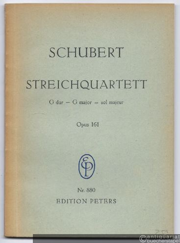  - Streichquartett G-Dur [D 887], Op. 161 (= Edition Peters, Nr. 880). Studienpartitur.