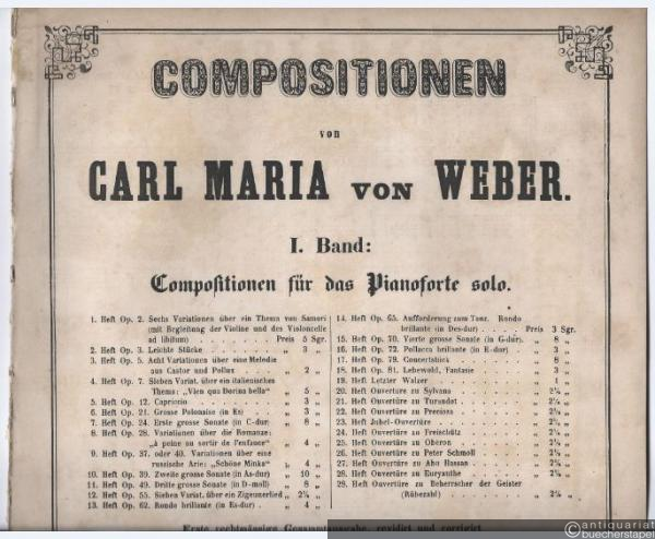  - Compositionen von Carl Maria von Weber. 1. Band: Compositionen für das Pianoforte solo. Heft 5. Opus 12: Capriccio.