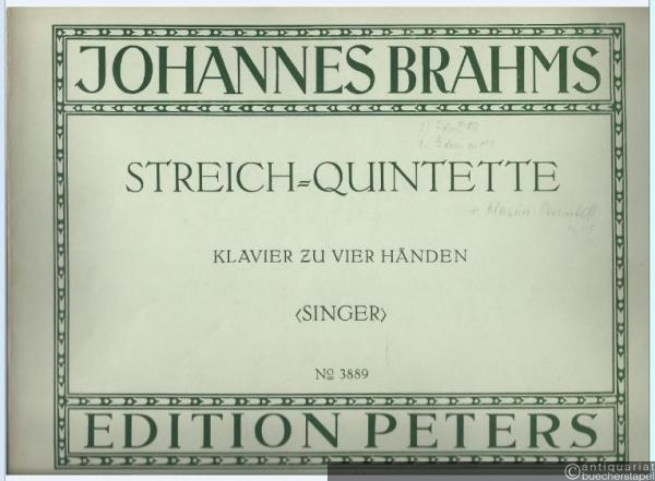  - Streichquintette Op. 88, 111 und Klarinettenquintett Op. 115 (= Edition Peters, Nr. 3889). Für Klavier zu 4 Händen.