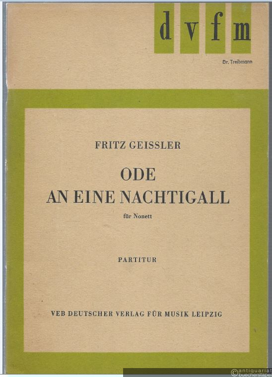  - Ode an eine Nachtigall für Nonett (= DVfM 8513a). Partitur.